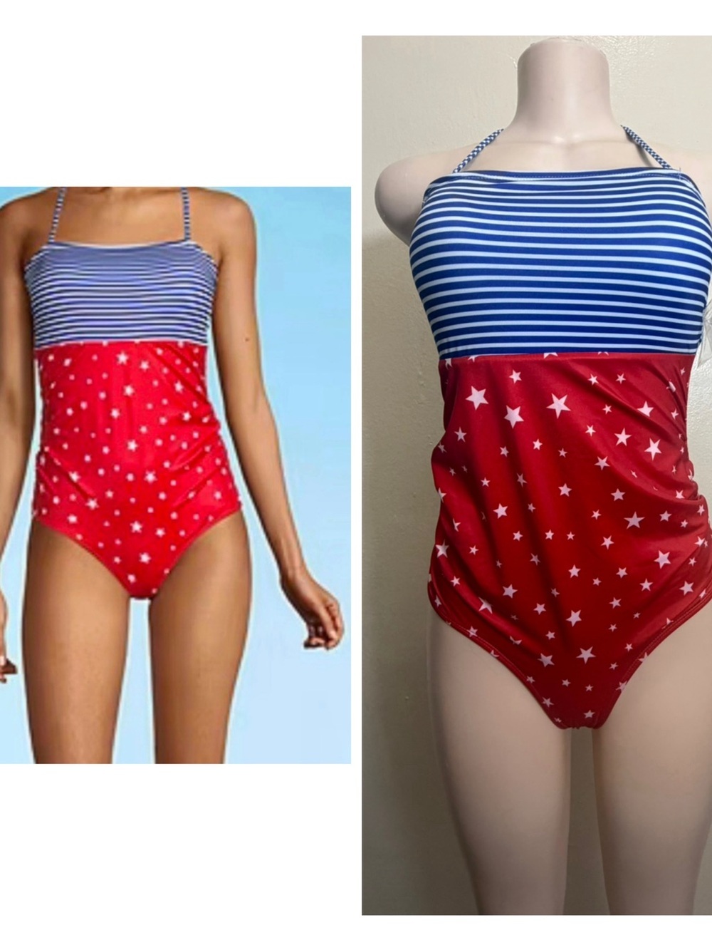 Oasis Kids Red & Blue Star Halter One-Piece Swimsuit